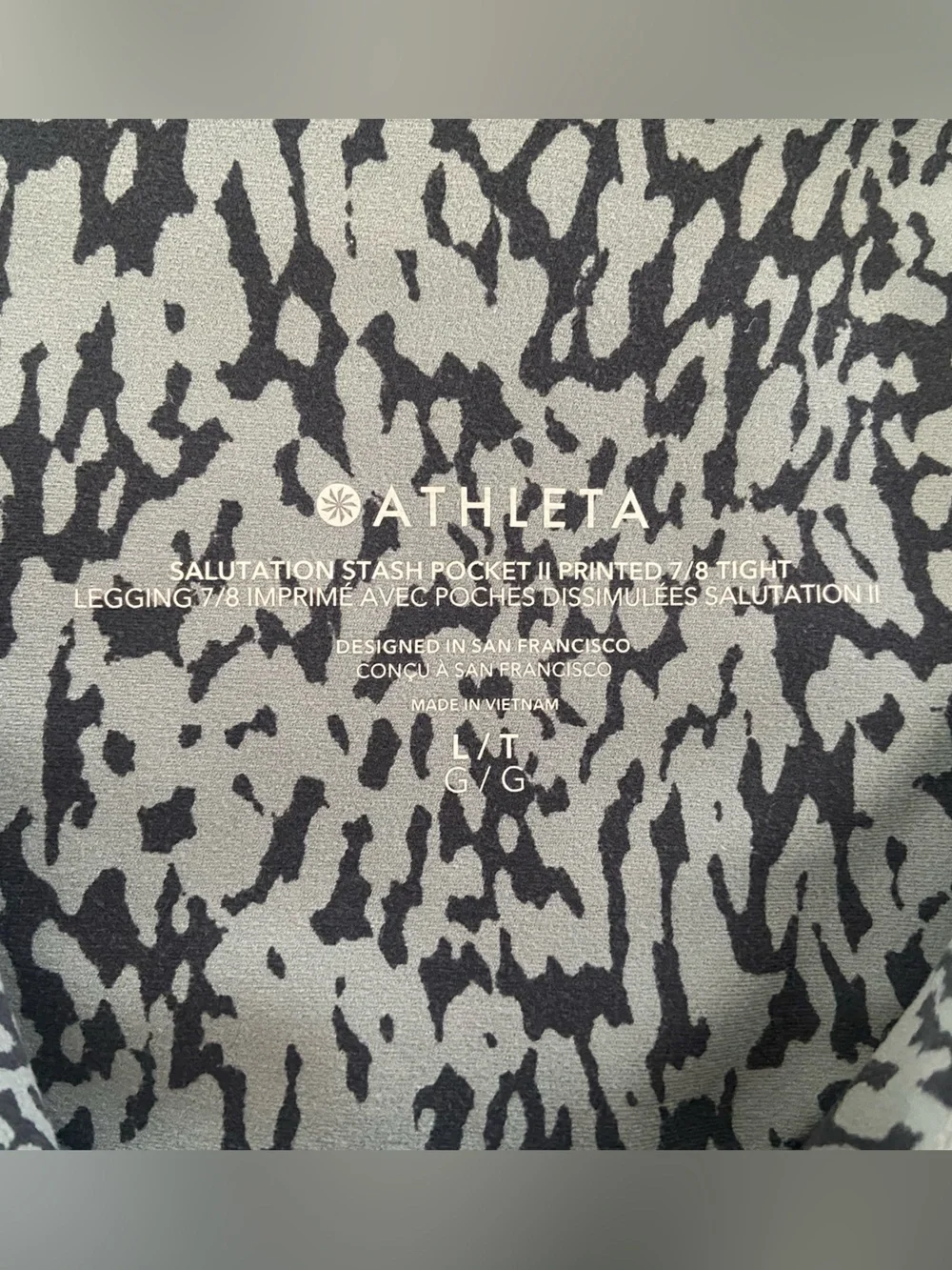 Athleta Salutation Stash Pocket II 7/8 Tight Leggings Printed Women’s Sz L